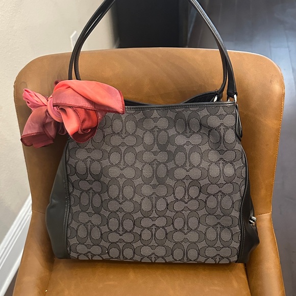 Coach Gray and Black Shoulder Bag with Pink Accent scarf - Picture 1 of 1